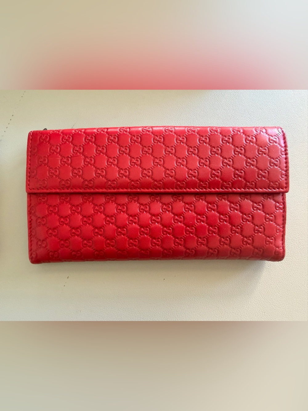Gucci Red Embossed Long Wallet